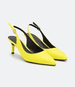 Sapato Scarpin Slingback Neon com Bico Fino
