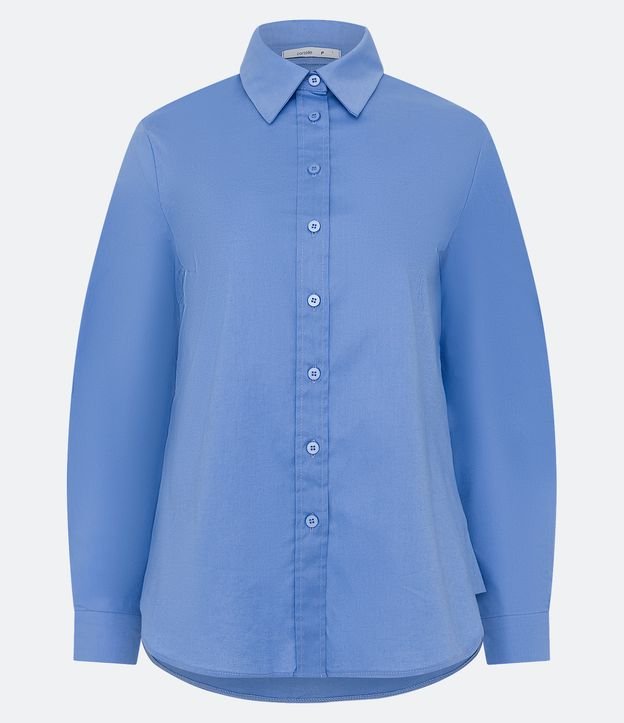 Camisa Alongada em Tricoline Azul 1