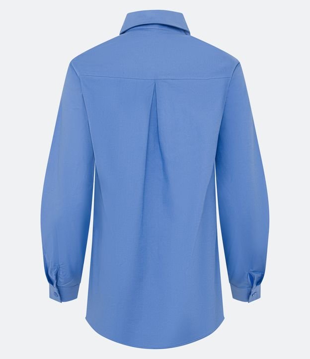 Camisa Alongada em Tricoline Azul 2