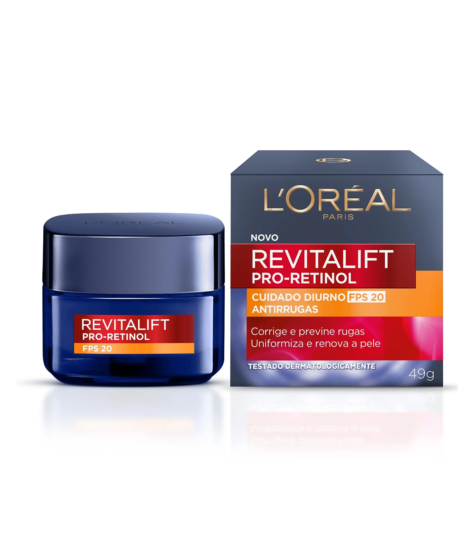 Creme Facial Revitalift Pró Retinol Cuidado Diurno Antirrugas FPS 20 Loreal Paris 49G 1