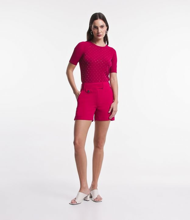 Short Alfaiatado com Cós Transpassado com Bolsos