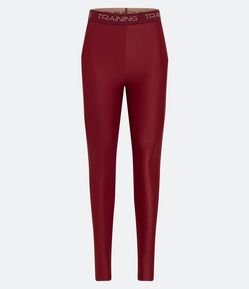 Calça Legging Esportiva com Recorte Canelado e Elástico com Lettering no Cós