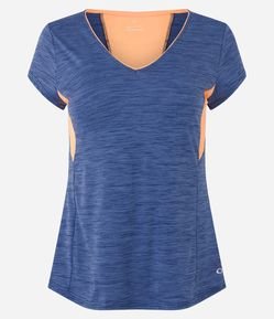 Camiseta Esportiva em Poliamida com Recorte Contrastante nas Costas