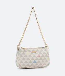 Bolsa Pequena Transversal com Estampa de Triângulos