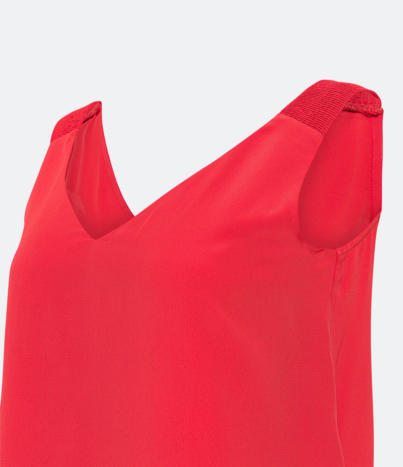 Blusa Sem Manga com Decote V e Textura na Alça Larga Vermelho Alaranjado 6