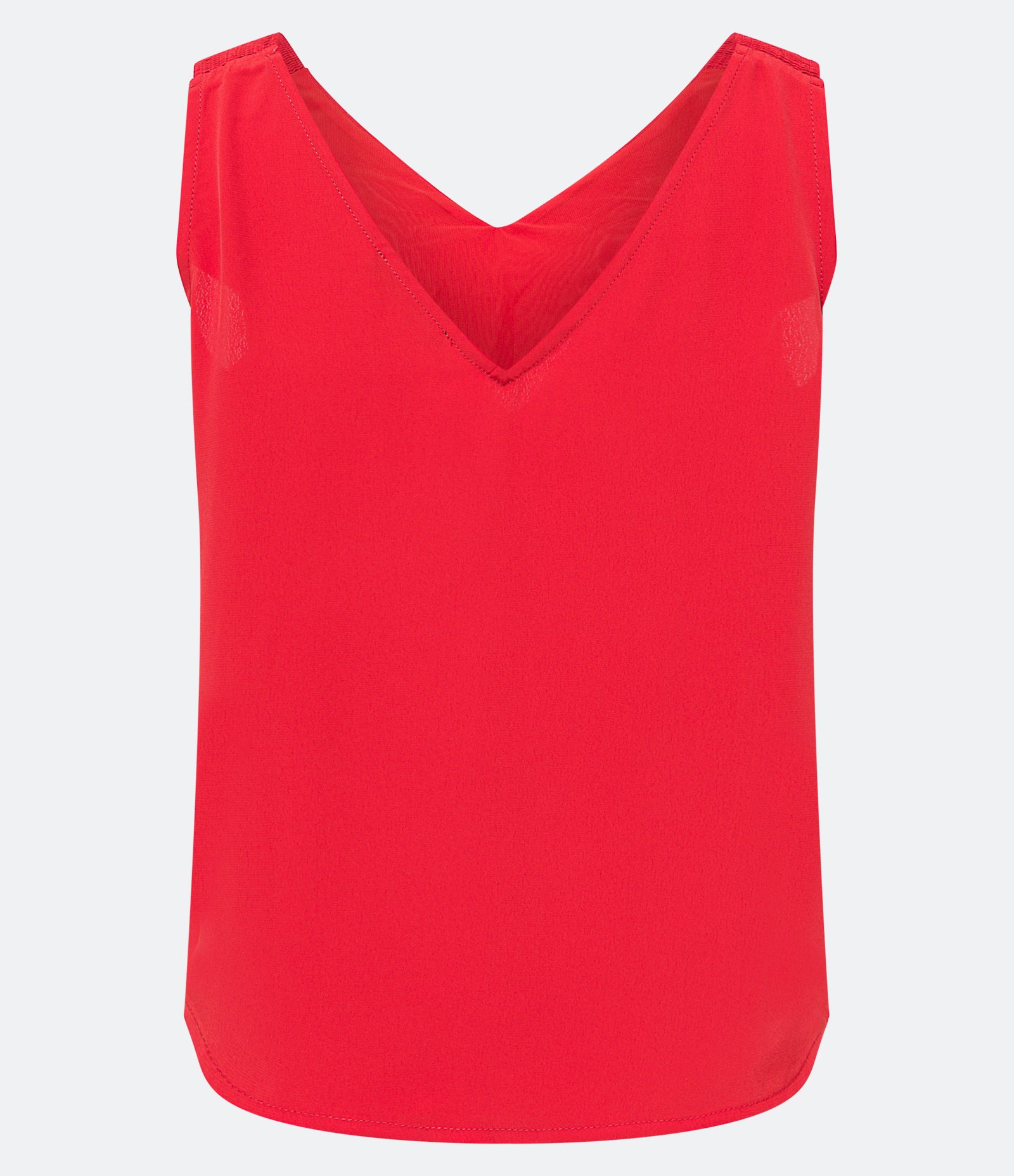 Blusa Sem Manga com Decote V e Textura na Alça Larga Vermelho Alaranjado 7