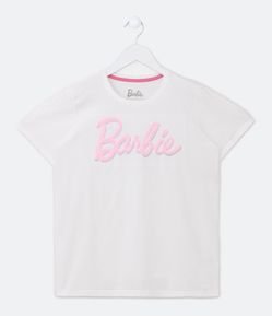 Camiseta T-shirt Infantil com Bordado de Paetês Barbie - Tam 5 a 14 Anos