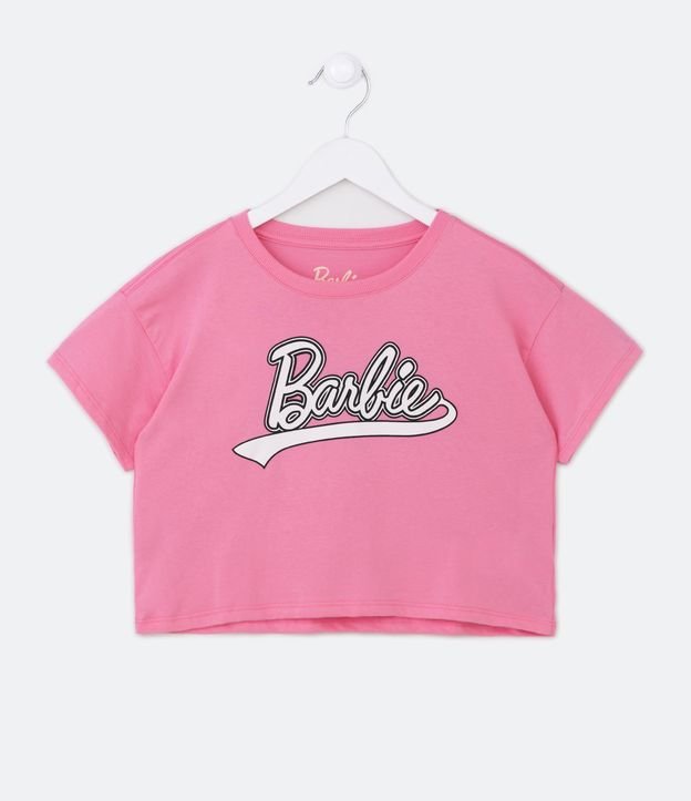 Blusa Cropped Infantil com Estampa Barbie - Tam 5 a 14 Anos Rosa 1