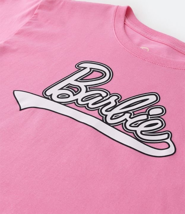 Blusa Cropped Infantil com Estampa Barbie - Tam 5 a 14 Anos Rosa 3