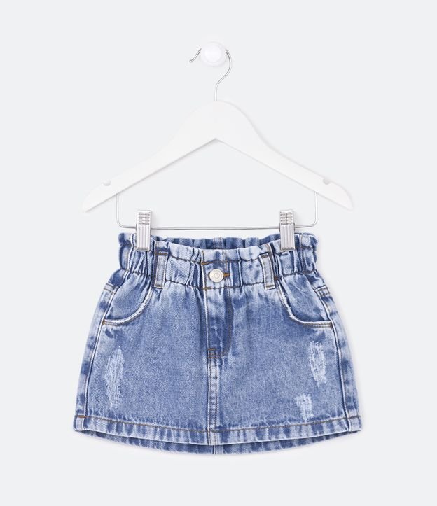 Saia Infantil Clochard Jeans com Puídos - 0 a 18 Meses