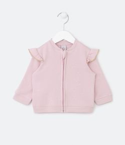 Jaqueta Infantil com Forro Quentinho Babado e Glitter - Tam 0 a 18 meses