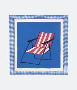 Canga Retangular em Viscose com Estampa Cadeira de Praia