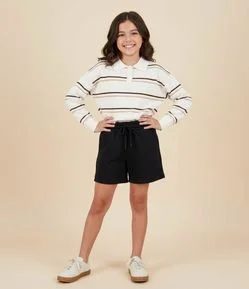 Short Clochard Infantil em Moletinho com Bolso - Tam 5 a 14 Anos