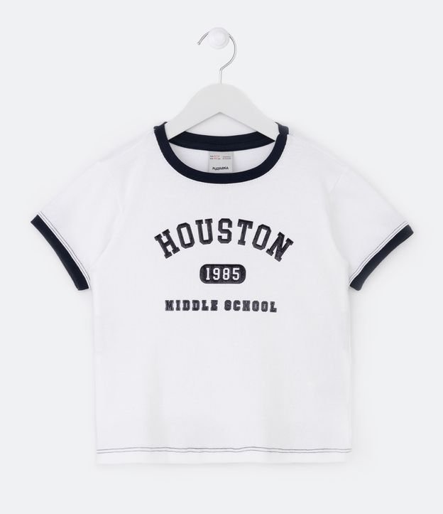Blusa Infantil com Estampa Houston - Tam 5 a 14 Anos - Cor: Branco - Tamanho: 5-6