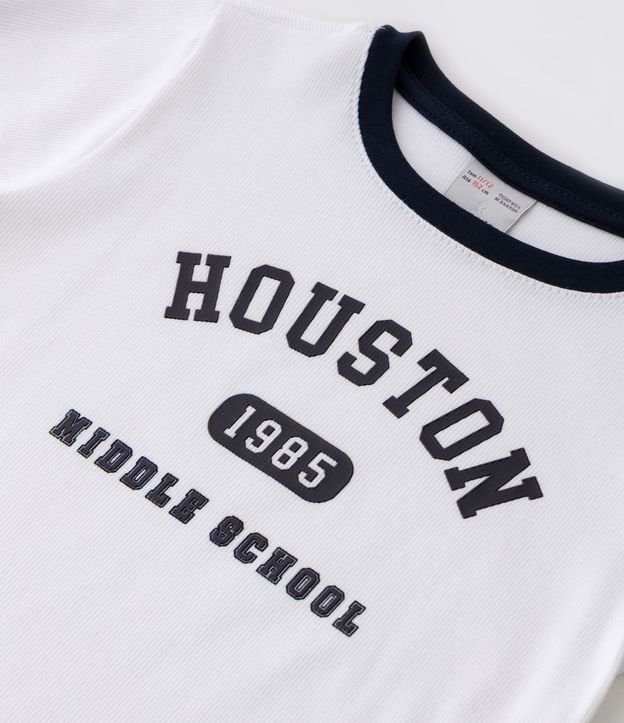 Blusa Infantil com Estampa Houston - Tam 5 a 14 Anos Branco 4