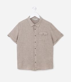 Camisa Infantil em Linho com Bolsinhos - Tam 5 a 14 anos