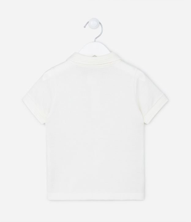 Camiseta Polo Infantil com Bordado e Fenda Lateral- Tam 1 a 5 Anos Branco Fosco 2