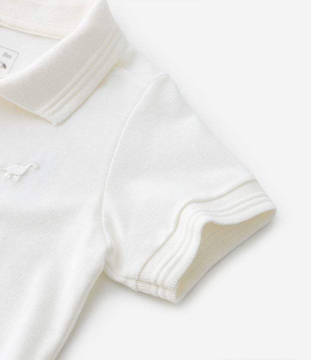 Camiseta Polo Infantil com Bordado e Fenda Lateral- Tam 1 a 5 Anos Branco Fosco 4