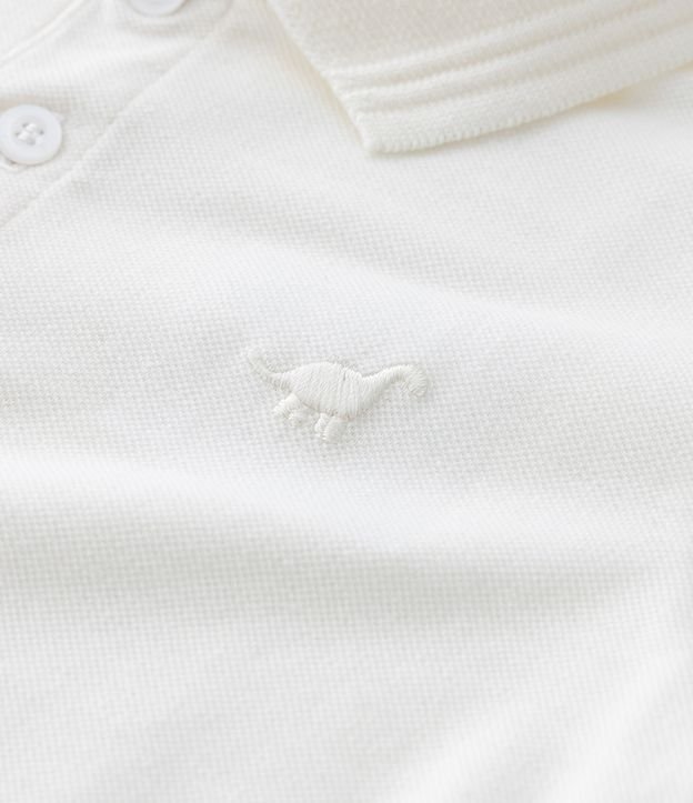 Camiseta Polo Infantil com Bordado e Fenda Lateral- Tam 1 a 5 Anos Branco Fosco 5