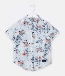 Camisa Manga Curta Infantil com Estampa Floral - Tam 5 a 14 anos
