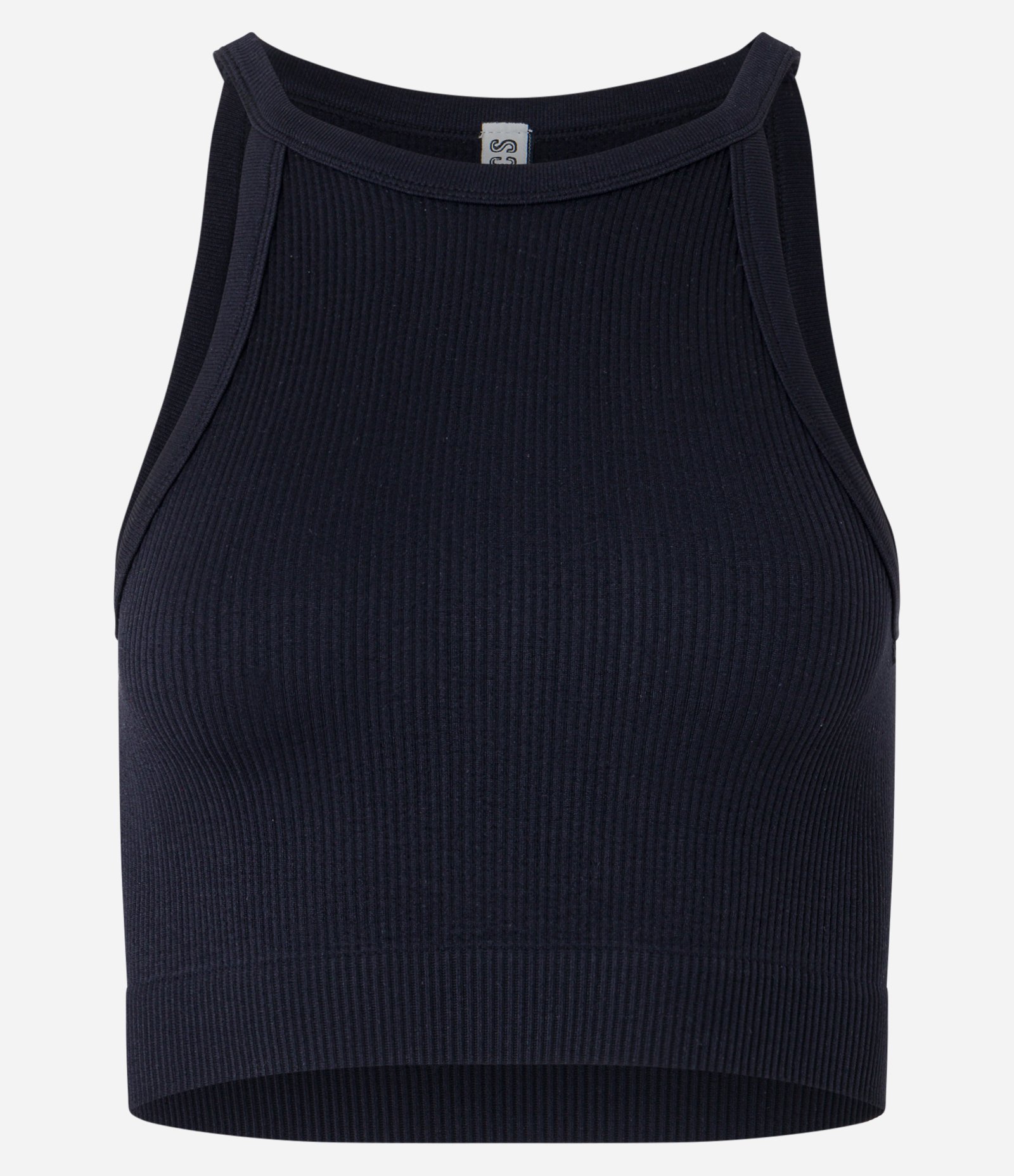 Blusa Cropped Sem Manga e Sem Costura com Decote Halter Preto 5