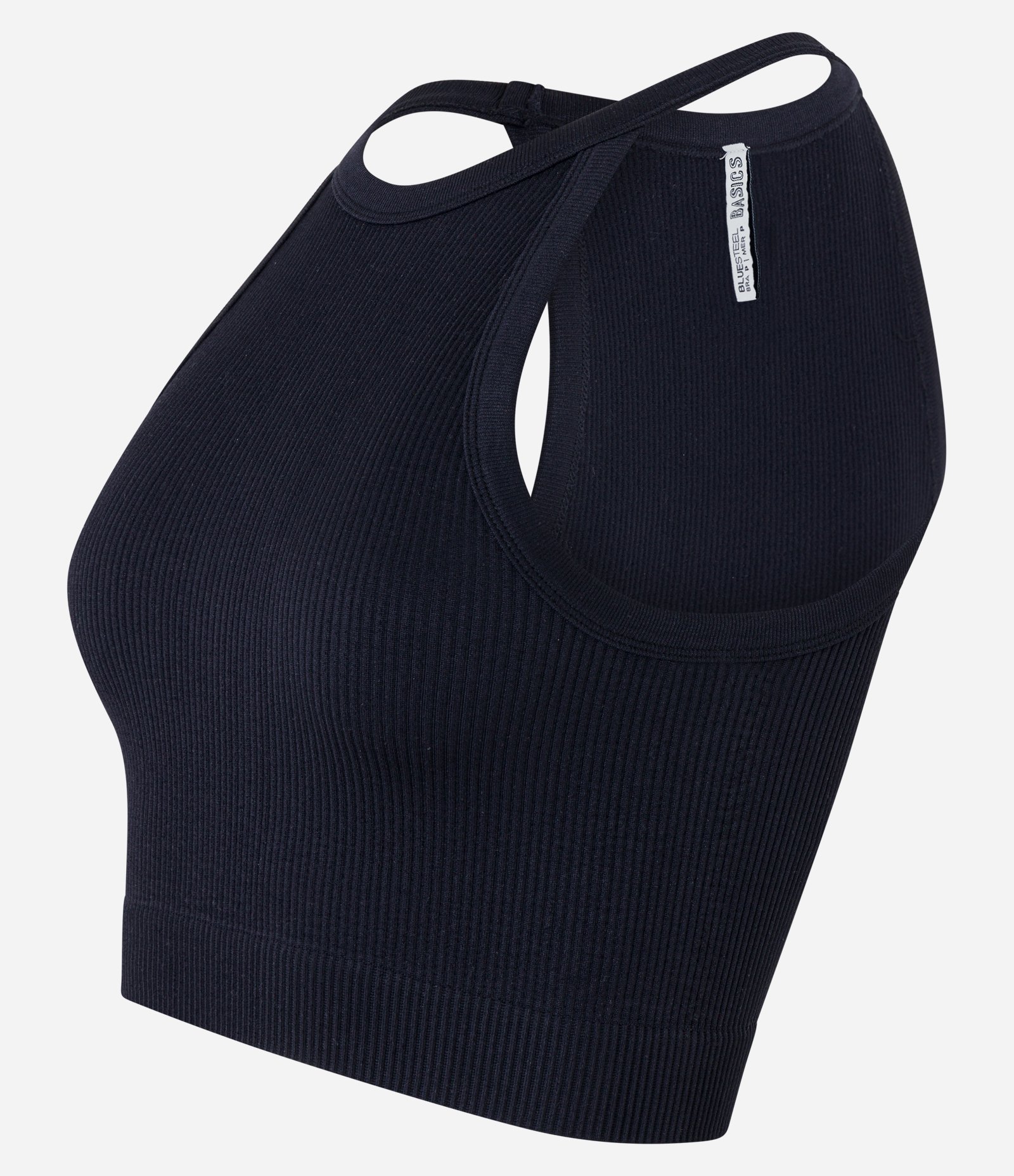 Blusa Cropped Sem Manga e Sem Costura com Decote Halter Preto 6