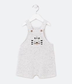 Jardineira Infantil em Moletom com Bolsinho Estampa de Tigrinho - Tam 0 a 18 meses