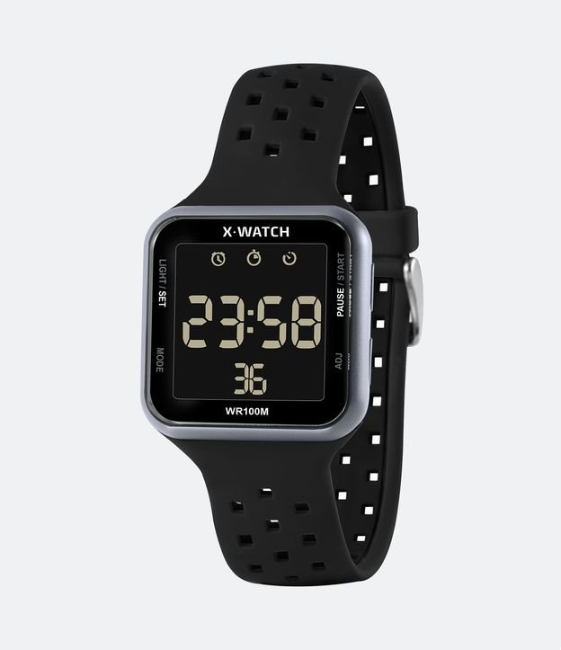 Relógio X-Watch Digital com Pulseira em Silicone e Caixa em Poliuretano  XGPPD091W PXPX - Cor: Preto - Tamanho: U