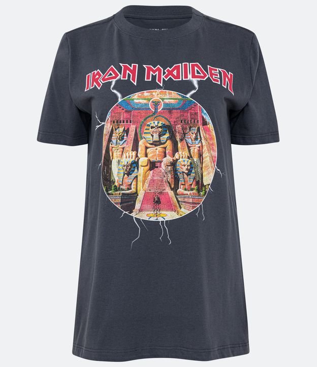 Camiseta em Meia Malha com Estampa Iron Maiden Power Slave Preto 5