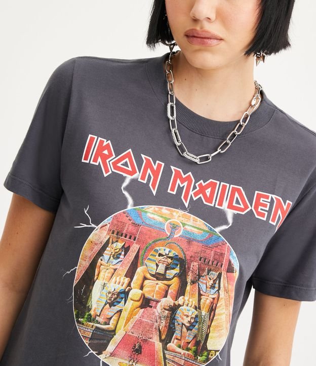 Camiseta em Meia Malha com Estampa Iron Maiden Power Slave Preto 4