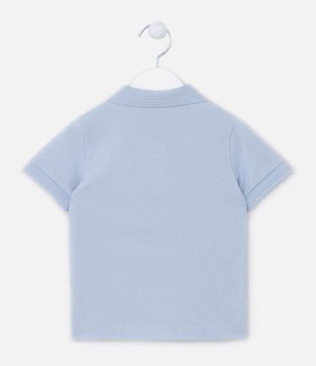 Camiseta Polo Infantil com Bordado e Fenda Lateral- Tam 1 a 5 Anos Azul 2
