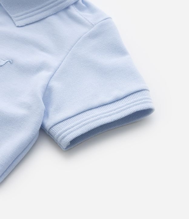 Camiseta Polo Infantil com Bordado e Fenda Lateral- Tam 1 a 5 Anos Azul 4