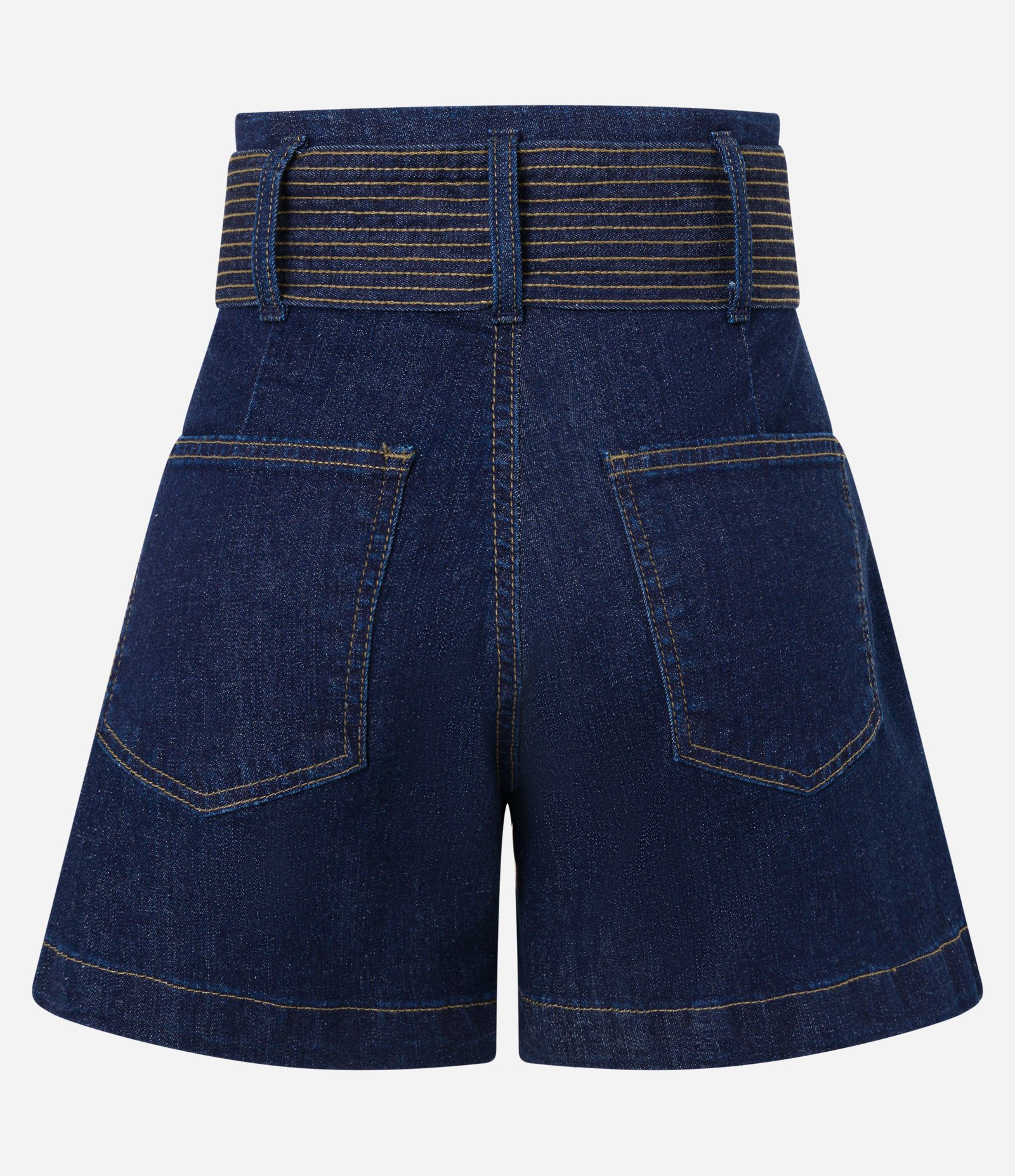 Short Mom em Jeans com Elastano e Cinto Faixa Azul Marinho 6