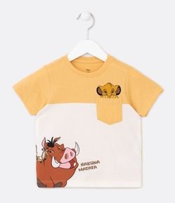 Remera Infantil con Estampado Rey León y Bloque de Color - Talle 2 a 5 años