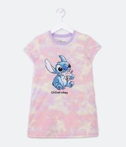 Camisola Infantil Tie Dye Estampa Stitch - Tam 5 a 14 Anos