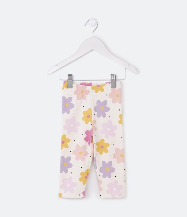 Calça Infantil de Moletom com Estampa Floral Grande - Tam 0 a 18 meses