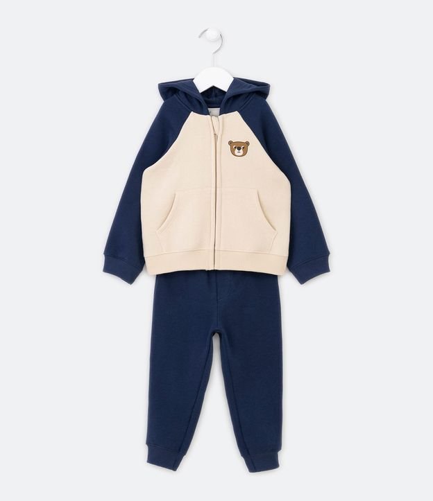 Conjunto Infantil com Capuz e Estampa de Ursinho - Tam 1 a 5 Anos