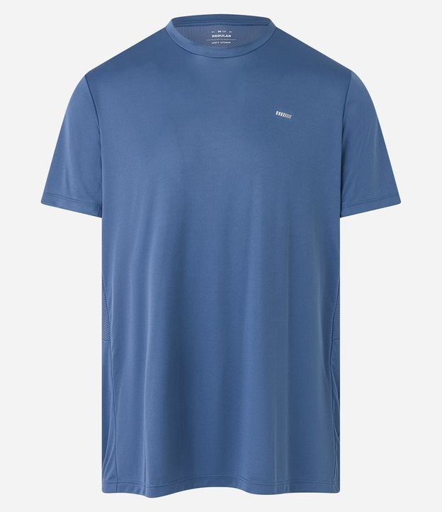 Camiseta Esportiva em Dry Fit com Recortes e Detalhes Refletivos Azul Médio 6