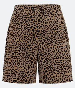 Short Alfaiatado em Algodão Estampa Animal Print