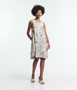 Vestido Sem Manga em Viscolinho com Paisagem Figurativa Estampada