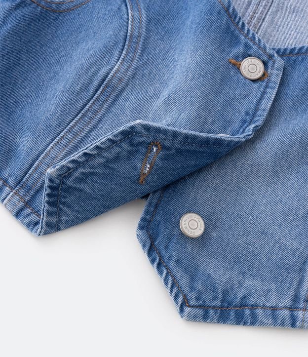 Colete Infantil em Jeans com Botões - Tam 5 a 14 Anos Azul 3
