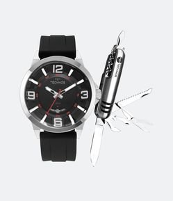 Kit Relógio Technos Analógico com Pulseira em Silicone e Caixa em Aço 2117LBN K8P