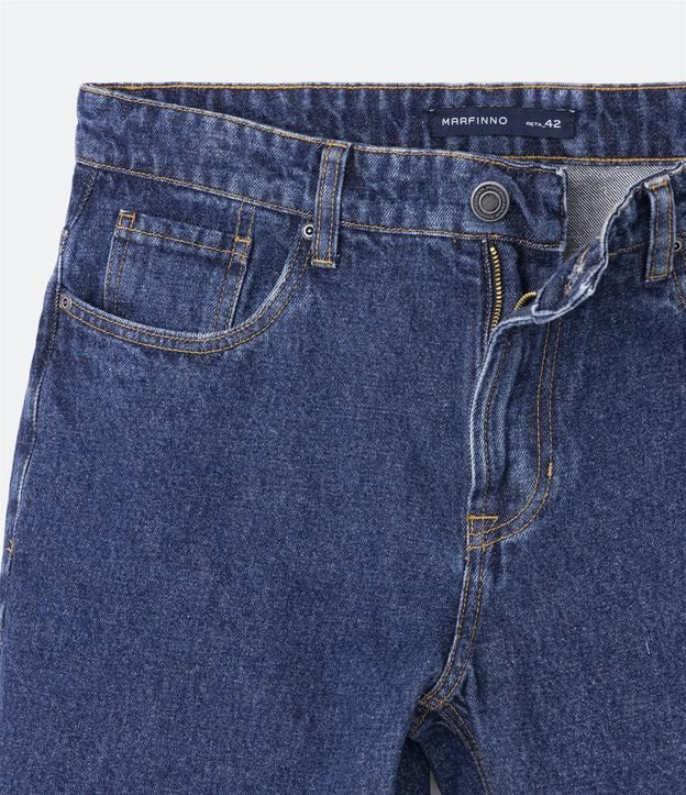 Bermuda Reta Jeans Vintage com Dobra na Barra Azul 9