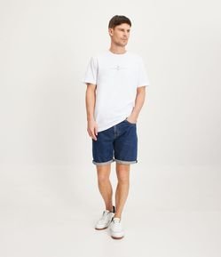 Bermuda Reta Jeans Vintage com Dobra na Barra