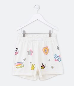 Short Clochard Infantil em Cotton com Estampa Doodles - Tam 5 a 14 Anos