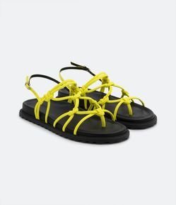 Sandália Rasteira com Tiras Neon