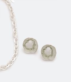 Conjunto de Colar e brinco com Pingente em Formato de Pedra Lascada