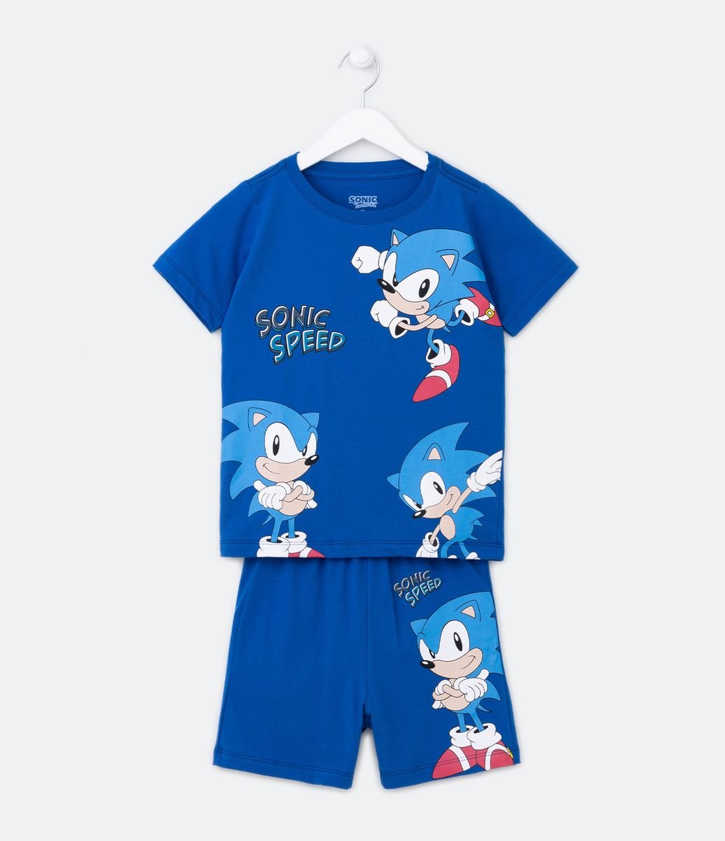 Roupa Infantil Fantasia Aniversário Sonic Curto Pijama