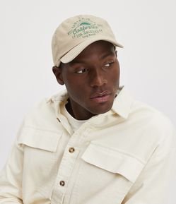 Boné em Algodão com Aba Curva e Estampa Santa Monica California