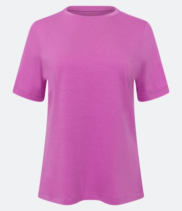 Camiseta Básica em Algodão com Manga Curta Rosa 5
